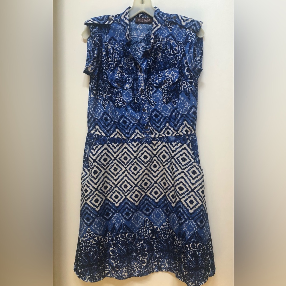 SPEED CONTROL NY Sleeveless Elastic Waist Dress Side/ Front Pockets -SMALL/ Blue